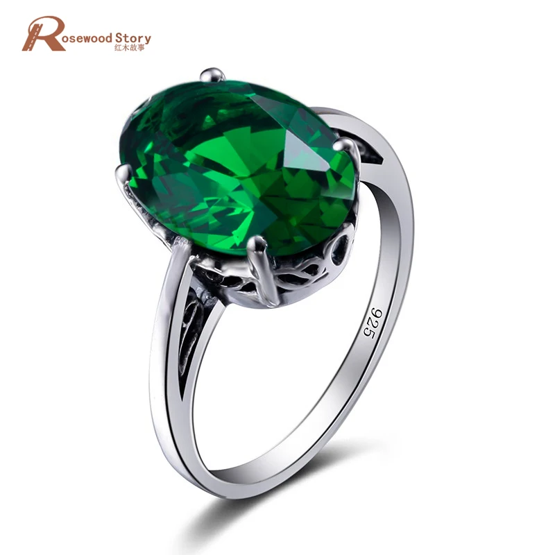 

Romantic Vintage Jewelry 925 Sterling Silver Ring Green Crystal Women Wedding Anel Aneis Birthstone Rings bijoux en argent