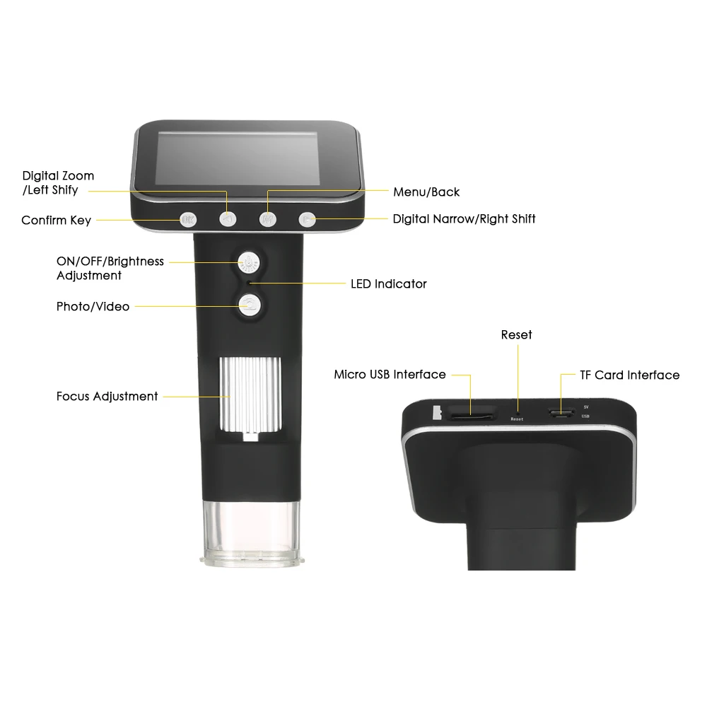 500X2,5 Inch ЖК-дисплей цифровой Беспроводной ручной микроскоп 8 Светодиодный светильник увеличительное Стекло Лупа с подставкой