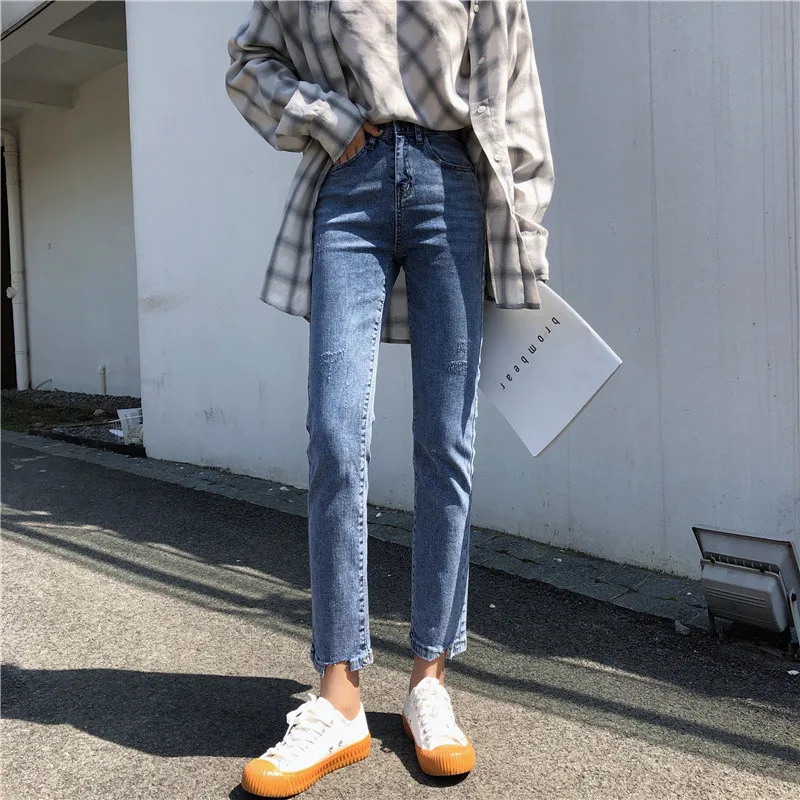 

2 colors S-XL Slim Jeans For Women Skinny High Waist Jeans Woman Blue Denim Pencil Pants Stretch Waist Women Jeans Pants (Z8565)
