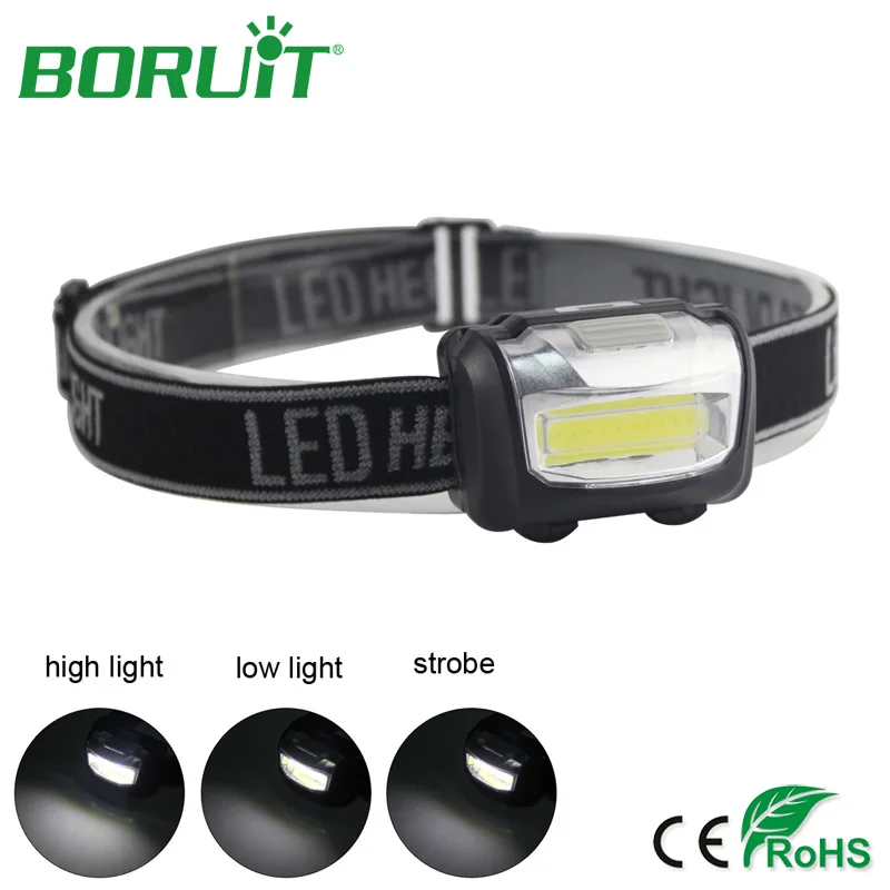 

BORUiT Portable Mini LED Headlamp Flashlight 3 Modes Outdoor COB Work Light Camping Hunting Night Fishing Head Lamp Torch Light