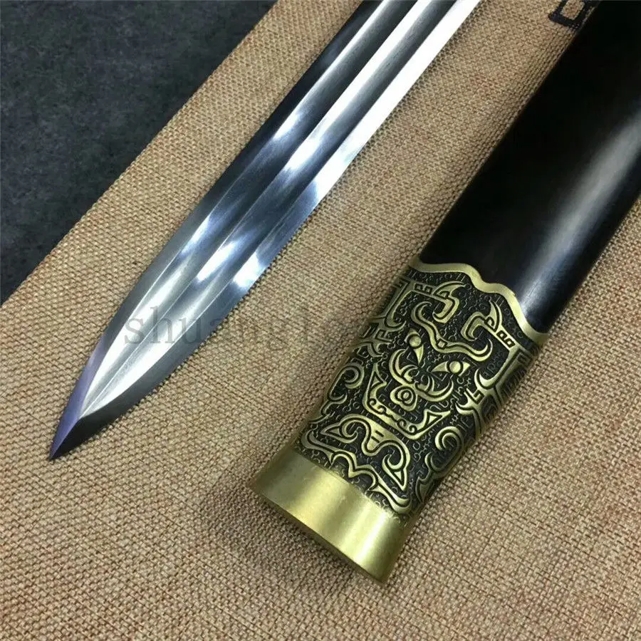 Одежда высшего качества Китайский Юэ King Цзянь меч катана сильный Sharp Дамаск+ сложенном Сталь лезвия резные Медь установки Полный Тан