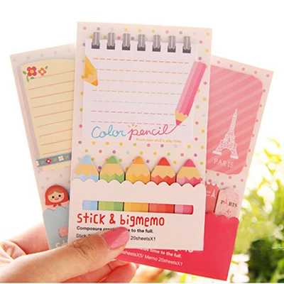 

Self-Adhesive Memo Pad Sticker Creative Mini Memo Pad Cartoon Print Bookmark Stationery