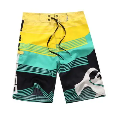 Мужские пляжные шорты бермуды с принтом, быстросохнущие Серебристые шорты для серфинга из полиэстера, синие шорты, большие размеры 36, 38, 40 - Цвет: Зеленый