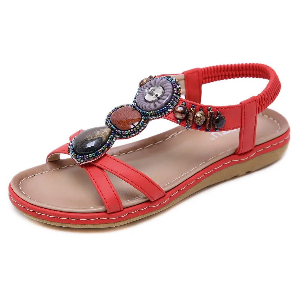 

LEMAI Big Eur42 Women's Summer Shoes Women Bohemia Soft Flat Sandals Ladies Casual Comfortable Beach Shoes Female Flat Sandals