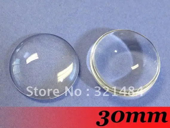 

Free ship! 30mm 200piece/lot Clear Round Flatback Glass cabocons Glass Dome Seals Fit Cameo Settings Jewelry DIY