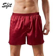 Sfit Повседневное Лето Для мужчин Атлас шелковые боксеры Домашняя одежда шорты шелковые Loungewear пижамы Короткие плюс Размеры свободный крой, повседневный пляжный шорты
