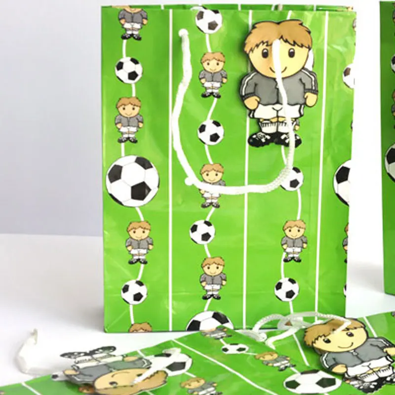 Футбольный тематический детский день рождения крафт-бумажный мешок с ручками футбольные вечерние упаковочные сумки для свадебных мероприятий бумажные сумки