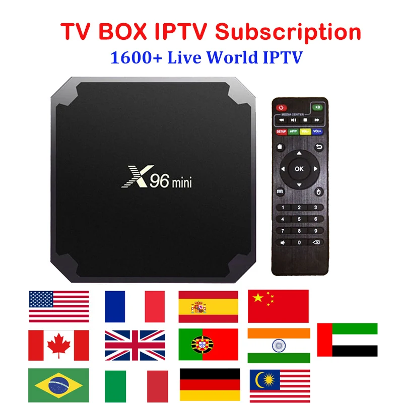 

X96 MINI IPTV BOX 2GB 16GB Amlogic S905W with One Year Iptv subscription Live TV Movies channels French Arabic UK Europe