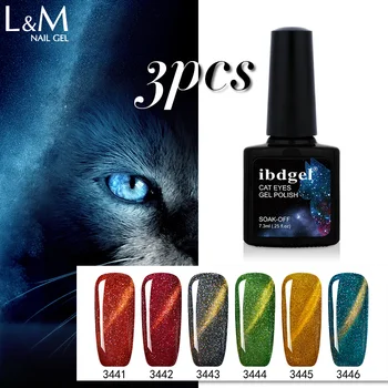 

3 Bottles ibdgel brand Magneto Rainbow cat eye Gel Polish for Nails Shinning 6 Color UV Nail Gel