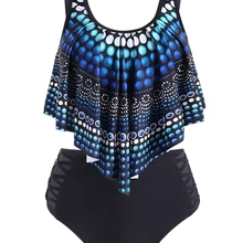 Купальник-танкини в горошек с завышенной талией