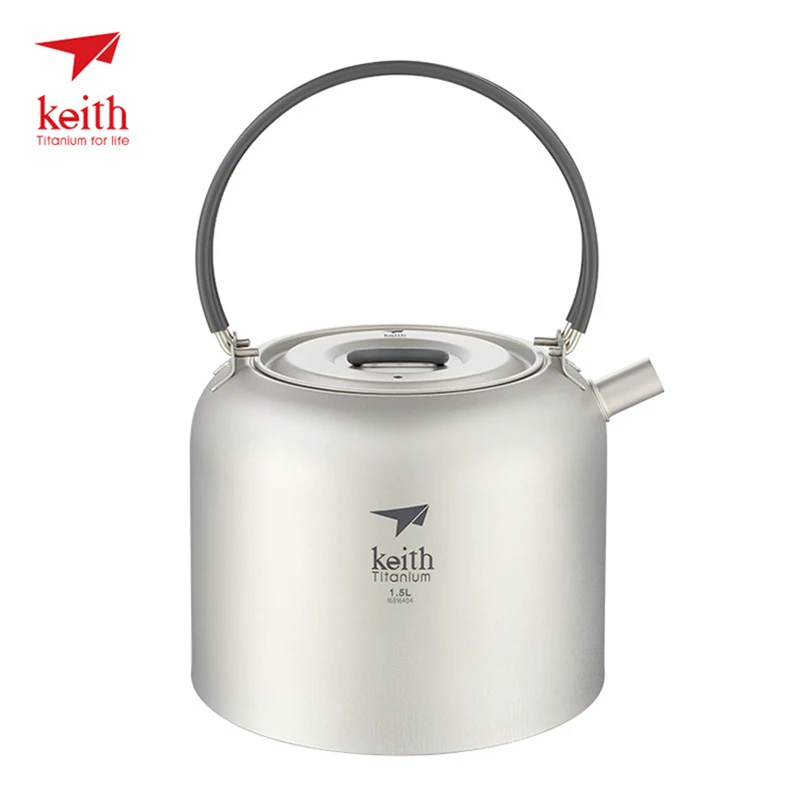 Keith titanium 1.5L Чайник Посуда для пикника кемпинга Кофе Чай воды горшок w/рюкзак со шнурками Сверхлегкий 200g Ti3907 Прямая