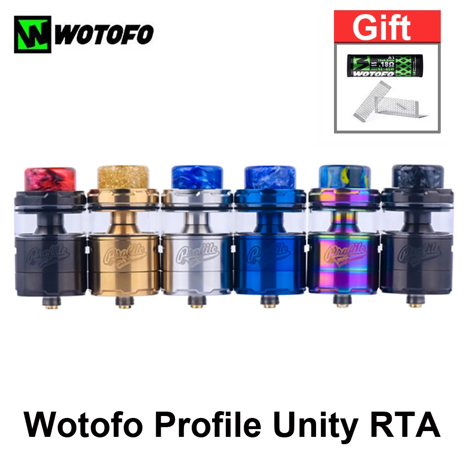 

Free gift! Original Wotofo Profile Unity RTA Atomizer Vape Tank Mesh Coil E Cigarette Vaporizer 3.5ml 5ml for 510 Thread mod