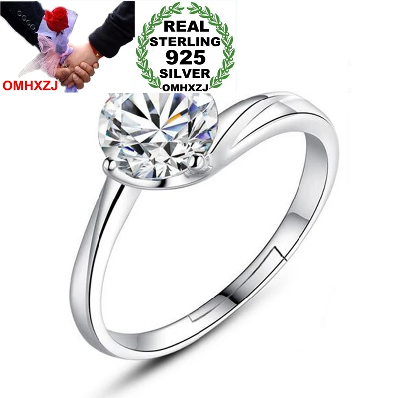 OMHXZJ простой цветок Мода переплетенный любовь OL подарок стерлингового серебра 925 пробы женское кольцо с изменяющимся размером RG41
