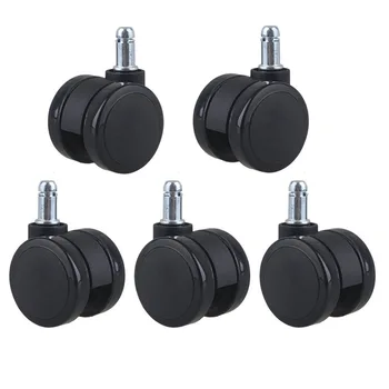 

5Pcs 2 Inch Metal PU Office Chair Swivel Casters Furniture Wheels Grip Ring Stem for Sofa Bed Goods Shelf Storage Rack