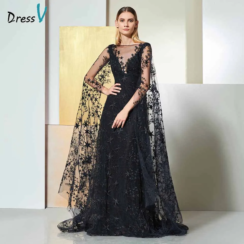 Dressv black elegant off the shoulder evening dress long sleeves lace a line wedding party formal dress evening dresses Dressv black elegant off the shoulder evening dress long sleeves lace a line wedding party formal dress evening dresses