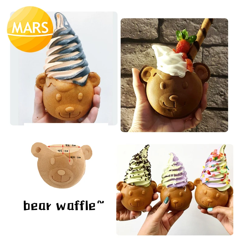 Electric Big Open Mouth Taiyaki 110V 220V Ice Cream Bear Waffle Cones Maker Making Machine Baker Iron Plate