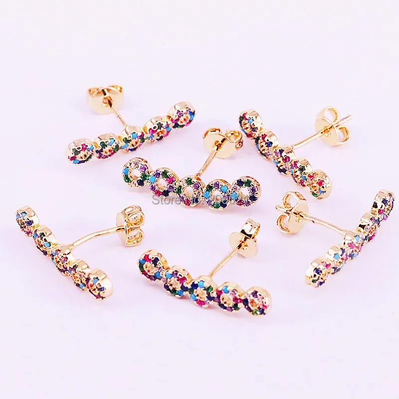 10 пар последние красочные cz серьги гвоздики для женщин Новая мода Элегантный маленький круглый бар золотые серьги, ювелирный