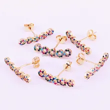 10 пар последние красочные cz серьги гвоздики для женщин Новая мода Элегантный маленький круглый бар золотые серьги, ювелирный