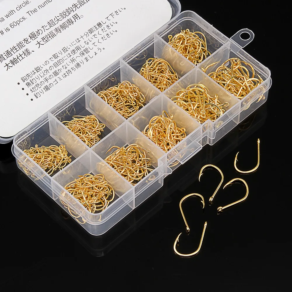 500pcs/box Fishing Hooks Mixed Size 312 Hooks with Hole with Box