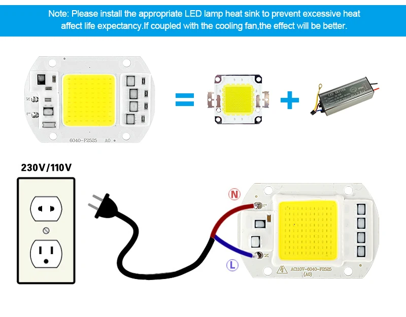 Удара светодиодный лампы Чип 5 W 10 W 20 W 30 W 50 W Светодиодный лампа COB 220 V смарт-ic драйвер холодной теплый белый светодиодный Spotlight прожектор чип