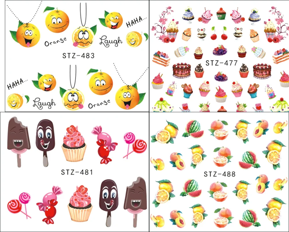 1 pz Torta di Frutta Disegni Nail Art Stickers Dolce Gelato Al Cioccolato di Trasferimento Dell acqua Nail Art Consigli di Bellezza Manicure TRSTZ474 488 in