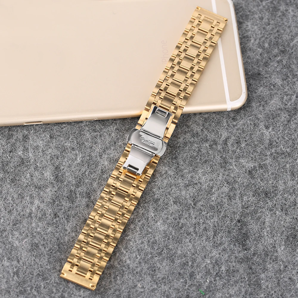 20 22 mm Men's Solid Stainless Steel Wrist Band High Quality  Replacement Folding Buckle Strap Black Gold Womens Metal Bracelet1 (3)
