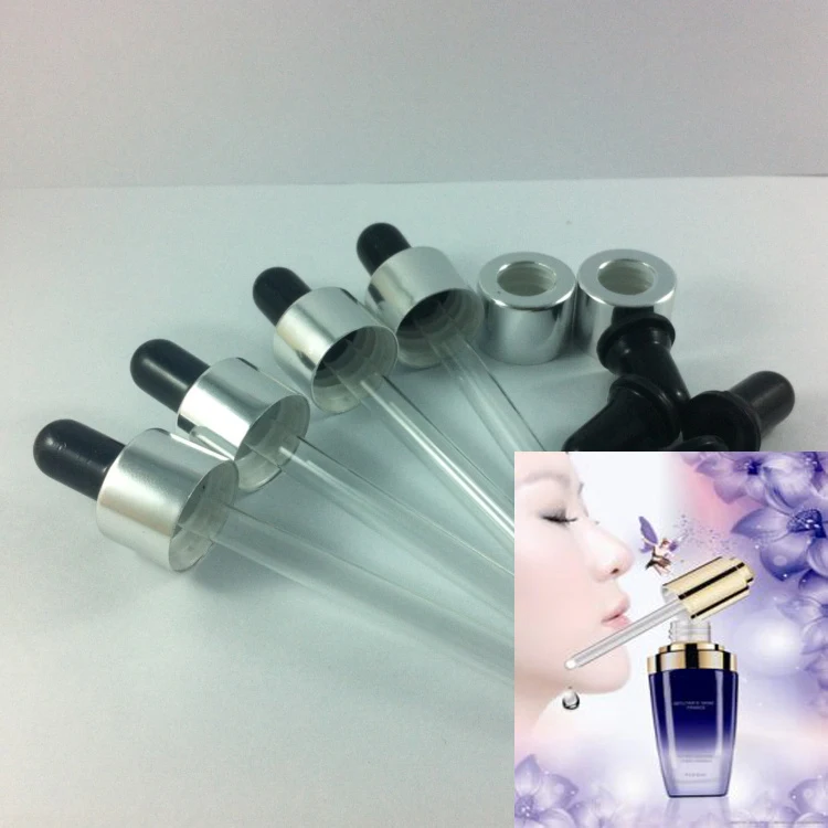 

Free shipping shiny silver ring black latex head dropper cap 5ml\10ml\15ml\20ml\30ml\50ml\100ml essential oil bottle,18mm