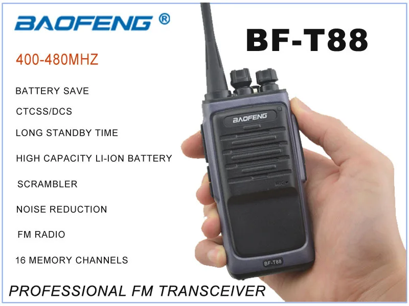 Nova Chegada August-23-2015 BF-T88 BAOFENG UHF 400-480 MHz Profissional Portátil Two-way Radio