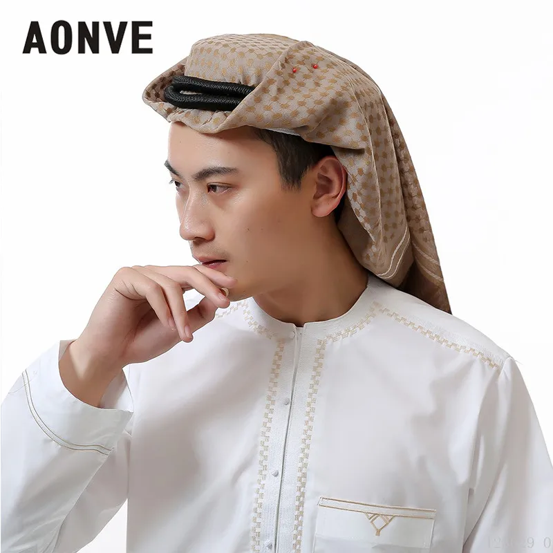 

Aonve Islamic Men Hijabs Saudi Arabia Casual Headscarf Tassel Plain Head Covering Turban For Men Musilm Arab Male Fashion Hijab