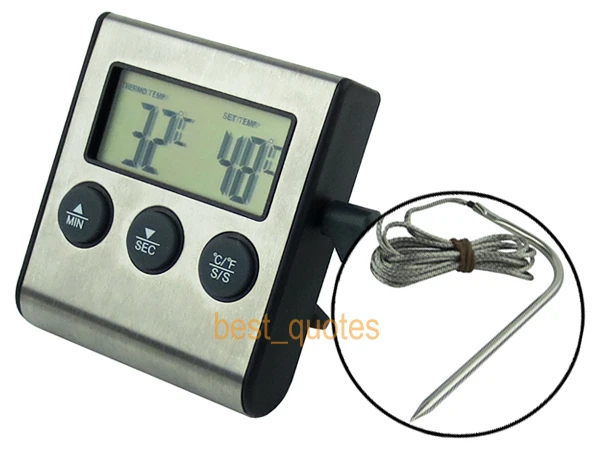 High Temperature Digital C/F Thermometer Probe Timer Magnet Cooking Meat Food Free Shipping | Дом и сад
