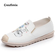 Cresfimix chaussures plates pour femmes; женская Повседневная Удобная парусиновая обувь на плоской подошве; милые женские лоферы без застежки; сезон весна-лето