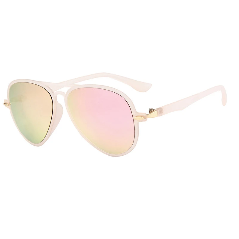 XIWANG солнцезащитные очки для подростков для мальчиков и девочек оправа Пилот солнцезащитные очки модные ультра легкие металлические солнцезащитные очки крутые детские очки UV400 - Цвет линз: Powder