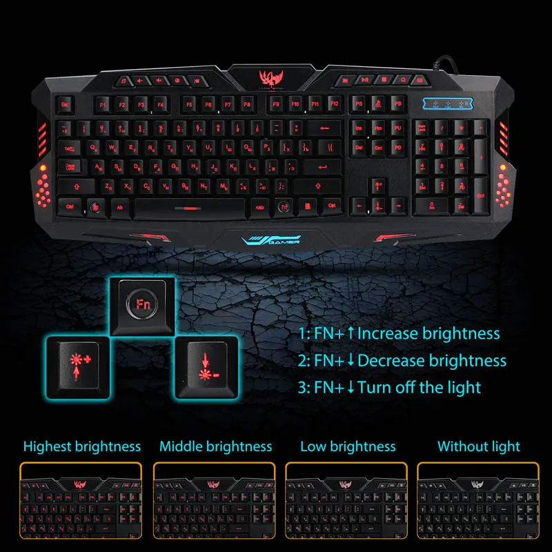 

New LED Backlight Gaming USB Wired Keyboard Mouse Combos Full Key Professional Supplies