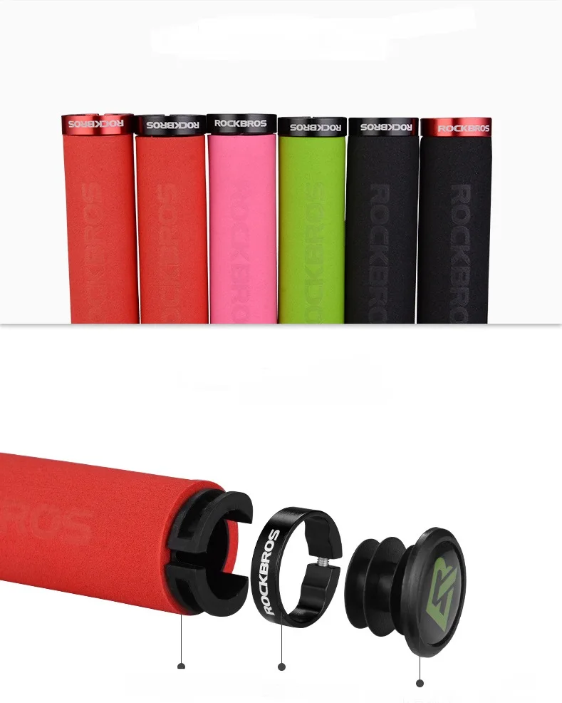 

ROCKBROS Bicycle Grips MTB Silicone Sponge Handlebar Grips Anti-skid Shock-absorbing Soft Bike Grips Ultraight Cycling Handlebar