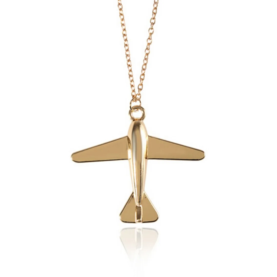 Silver Gold Alloy Plane Necklace Pendant Jewelry Punk Rock Men Women Aircraft Chain femme collares Simple Friendship Necklace