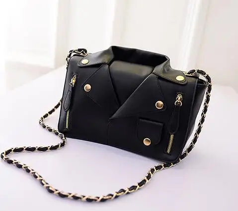 chain embellished leather and recycled nylon shoulder bag