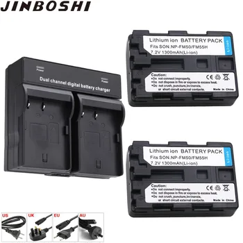 

2pc NP-FM50 NP FM50 FM55H Rechargeable Li-ion Batteries + Dual LED Charger For Sony NP-FM51 NP-QM50 NP-FM30 NP-FM55H Camera