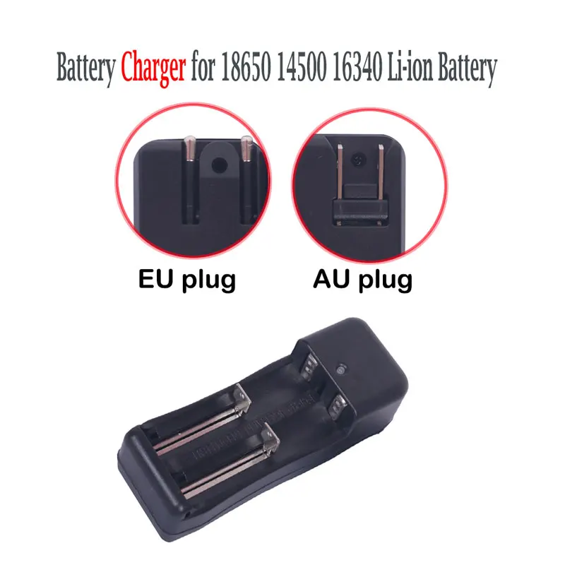 

US AU Plug Black Double Slots AC 110V 220V Dual Li-Ion Battery Charger for 18650 16340 14500 Charging 3.7V Rechargeable
