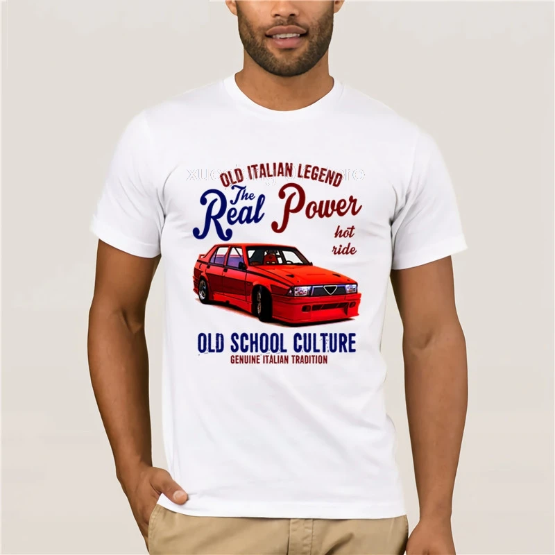 

Vintage Italian Car Alfa Romeo 75 Real Power New Cotton T Shirt