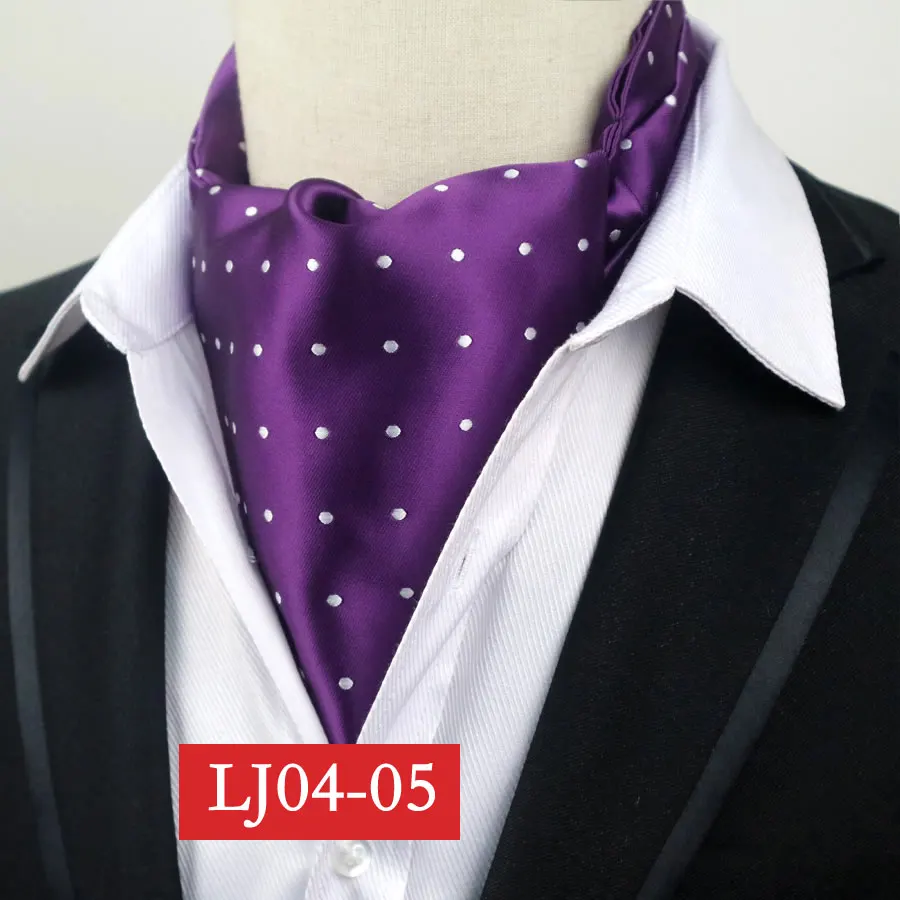 YISHLINE мужской красный фиолетовый черный в горошек модный официальный Шелковый шейный платок Аскот галстук джентльмен самозавязывающийся полиэфирный шелковый галстук