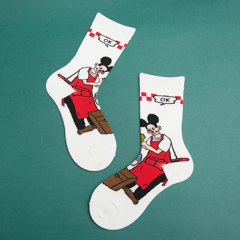 Модные женские носки унисекс Harajuku, цветные хлопковые носки для мужчин, 1 пара - Цвет: CH8104-Mouse