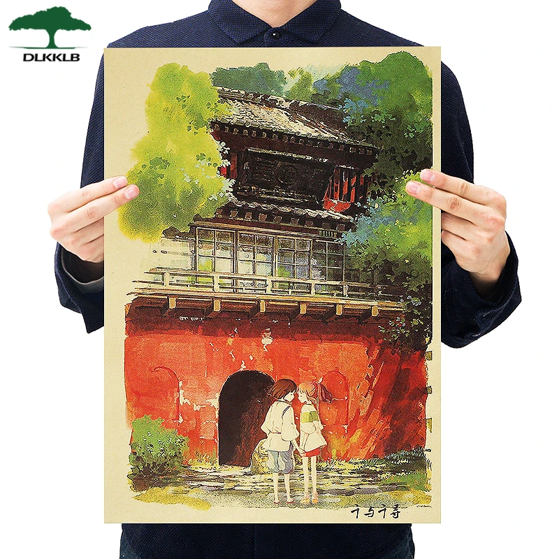 

Dlkklb Famous Hayao Miyazaki Anime Movie Spirited Away Poster Kraft Paper Bar Home Decor Poster Decorative Painting Wall Sticker