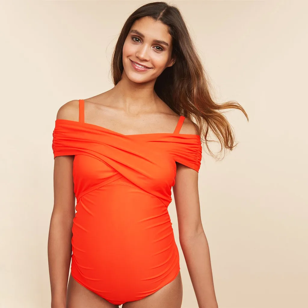 

Maternity Tankinis Women Summer Nursing Solid Swimsuit Beachwear Pregnant Suit 2019 NEW Drop Shipping