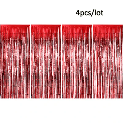 4 шт./лот 3x8 футов металлическая бахрома из фольги фон шторы мишура День Рождения украшения для взрослых детей девичник вечерние украшения - Цвет: full red
