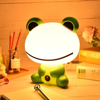 

Bed Lamp Sleeping Night Cartoon Frog Table Lamps LED Night Light Kids Lamp With Bulb Baby Feeding NightLights Desk