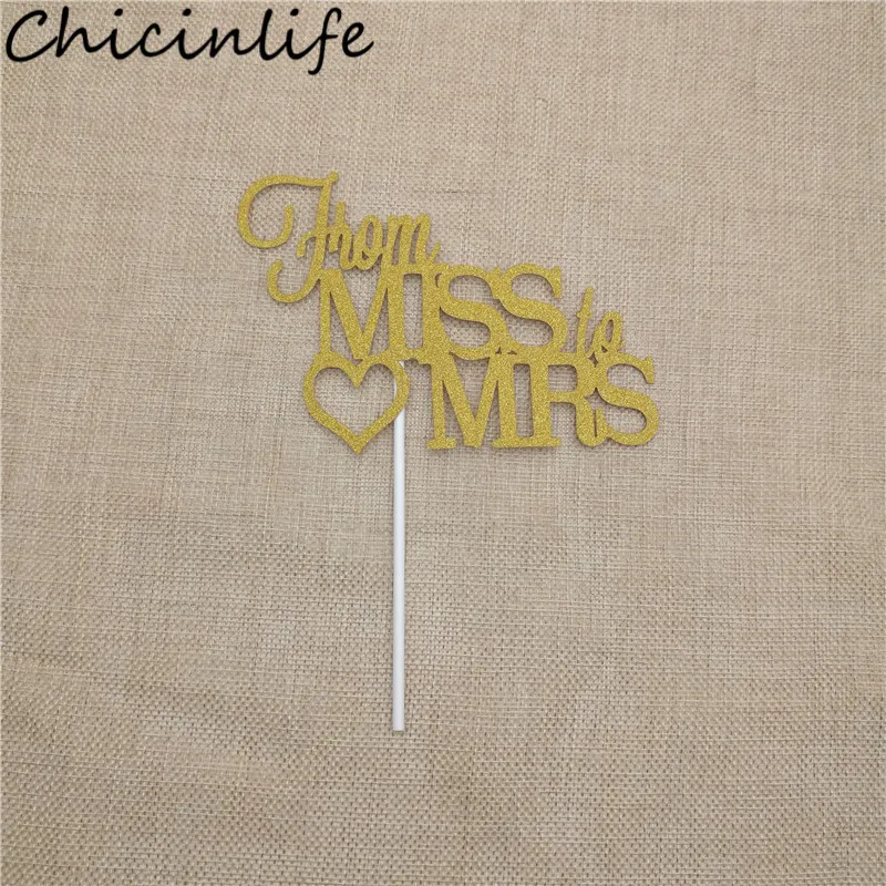 Chicinlife 1 шт Золотой/Серебряный блеск от Miss to Mrs торт Топпер Свадьба годовщина