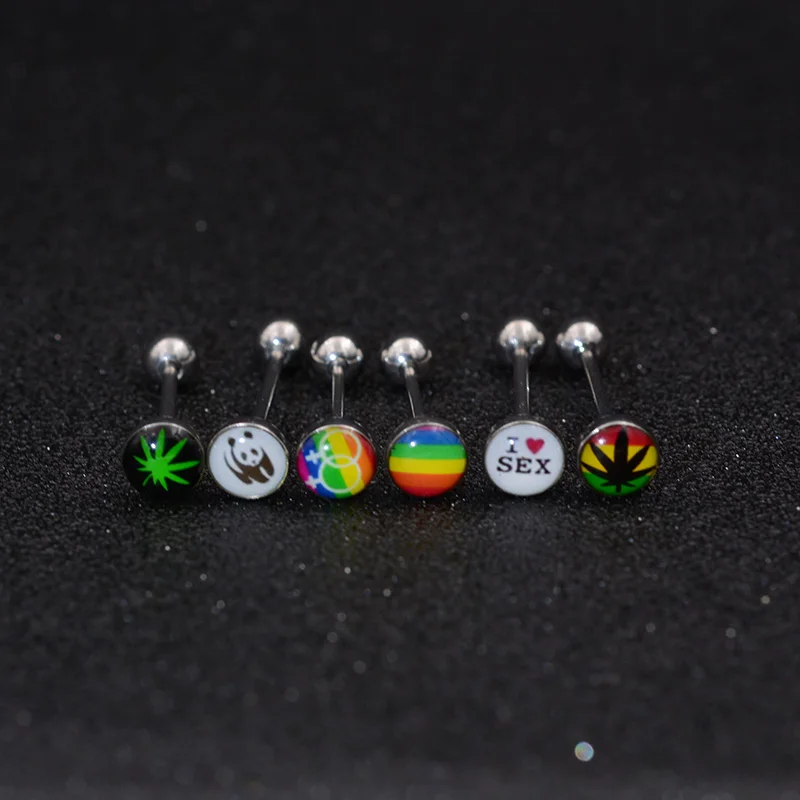 Tongue Pierced Nipple Ring Barbell Body Piercing Jewelry 1Pc