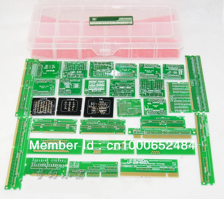 Free shipping 2014 New 36/pcs set PC Debug kit CPU socket dummy load,mini pci,pci-e,DDR slot tester kit tools for desktop laptop 1pcs brand new s1 638 amd638 tester cpu socket tester dummy load with led indicator