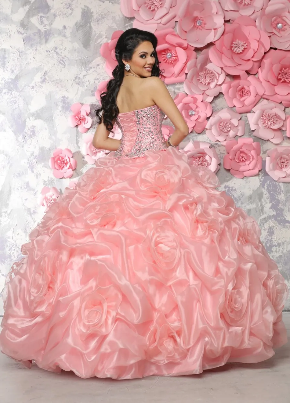 Романтичное розовое милое потрясающее платье из органзы с бисером и цветами, вечерние платья для девочек 15 лет, бальные платья