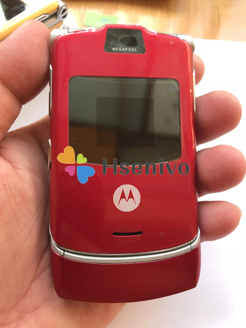 SG Post Free shipping Cheapest Unlocked quad band Razr V3 mobile phone with russia keyboard